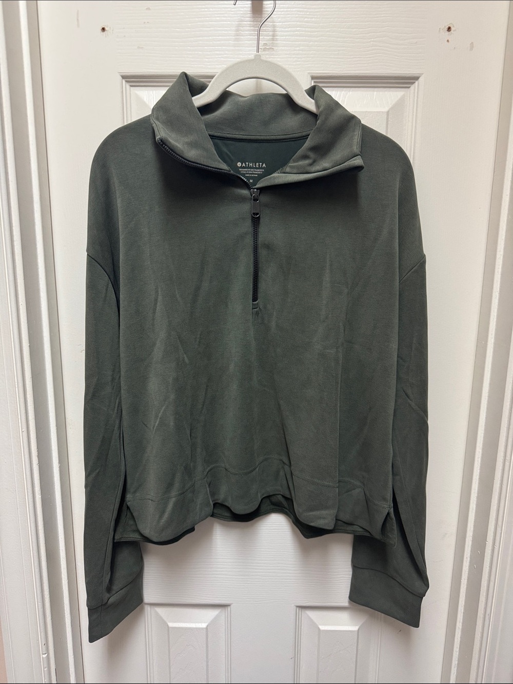Athleta Olive Green Half-Zip Pullover Sweatshirt